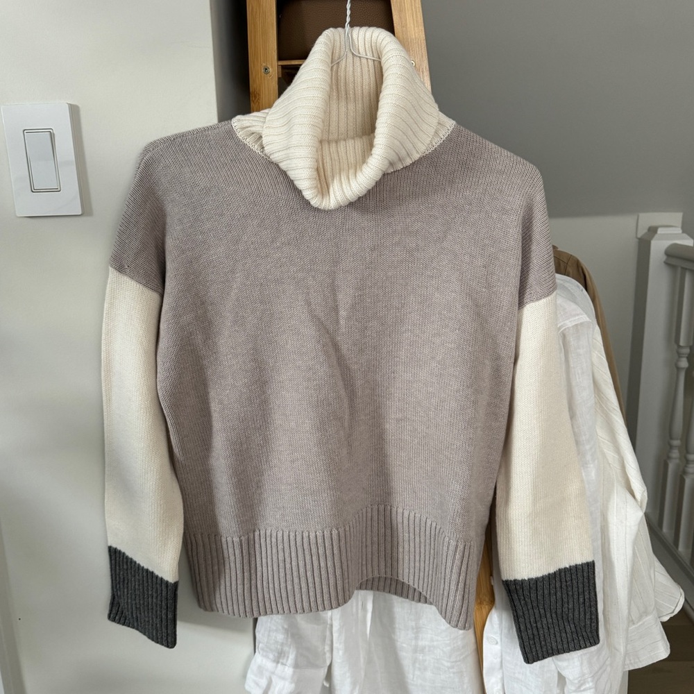 Garnet Hill colorblock turtleneck sweater